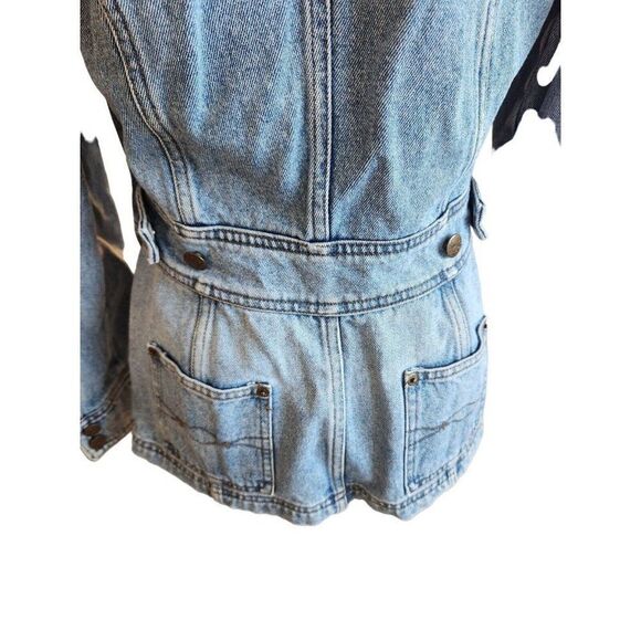Vintage 90s Mudd Mid Length Jean Jacket Size M Blue Denim Grunge - Picture 6 of 7